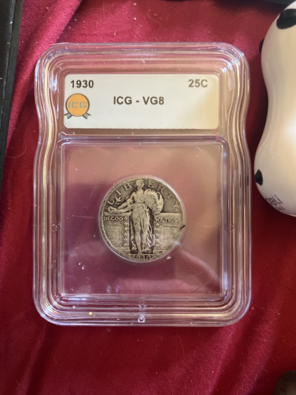ICG-Graded 1930 Standing Liberty Quarter in Clear Holder - Gray